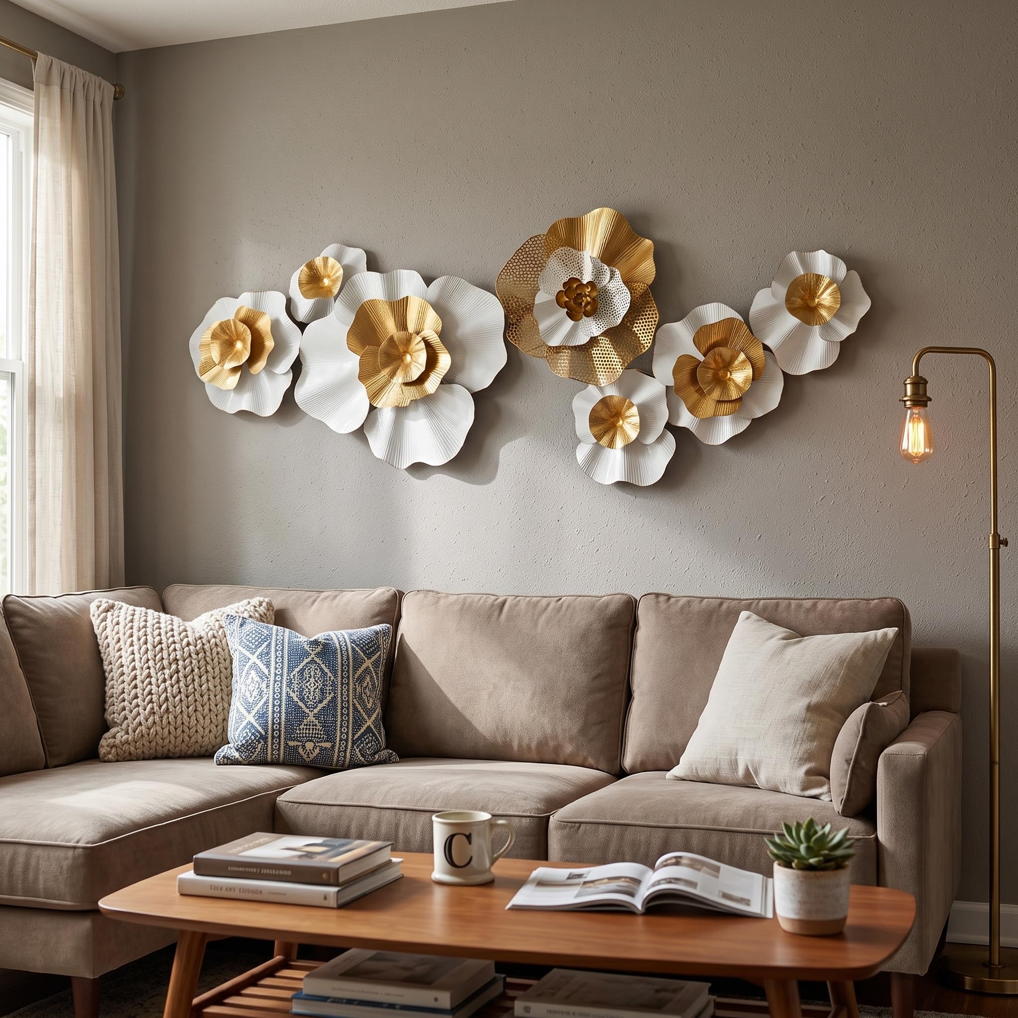 Amazon.com: HAVFIFK 48x18in Large 3D Metal Wall Art for Living